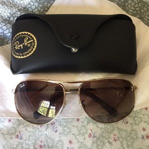 Authentic Ray-Ban Brown and Gold Aviators