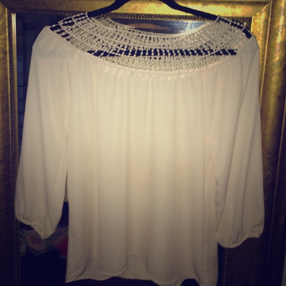 Beaded bib blouse