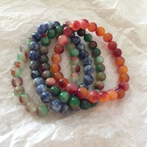 4 Stackable Semi-Precious Gemstone Bracelets