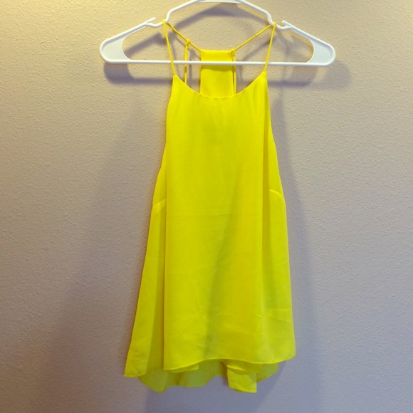 Bright yellow high neck strappy tank