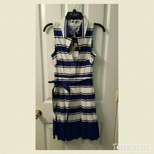 Blue and white stripped dress