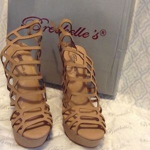 Breckelle Nubuck Caged Platform Wedges