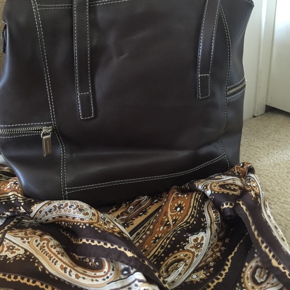 Brown vinyl tote