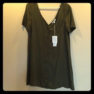 Olive green button up dress