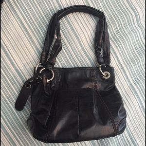 B. Makowsky Black Leather Double Handle Satchel