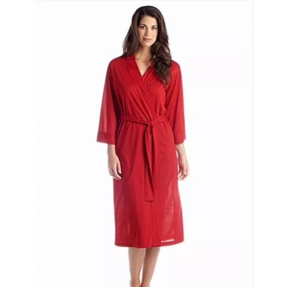 NWT N Natori Congo Wrap Red Kint Long Robe Small