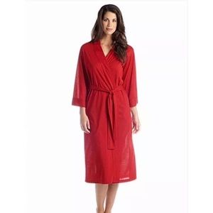 NWT N Natori Congo Wrap Red Kint Long Robe Small
