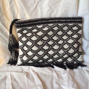 Zara beautiful black and white beaded clutch