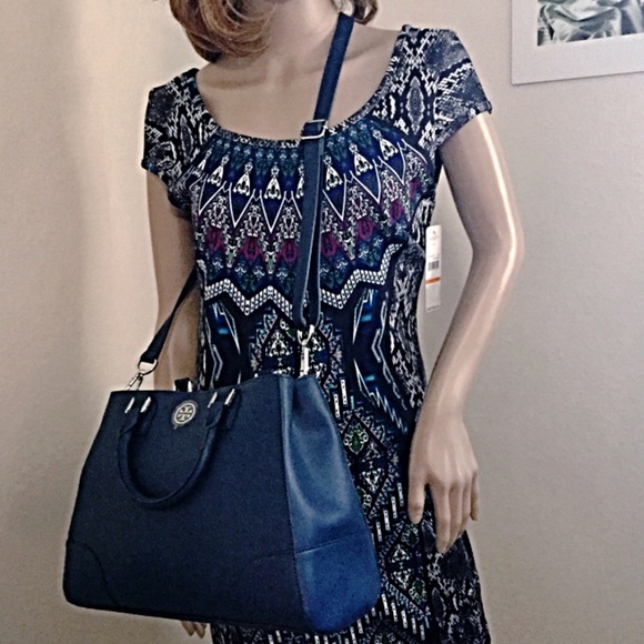 TORY BURCH Robinson Blue Triangle Tote | NWT - Picture 4 of 4