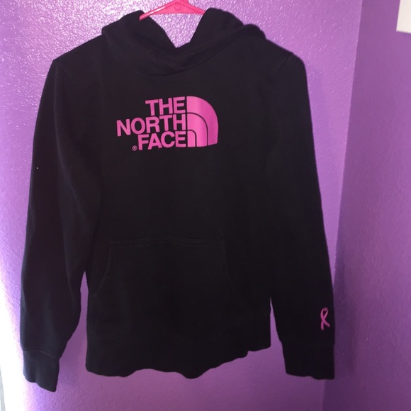 Black and pink north face hoodie