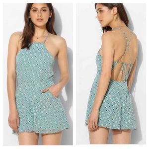 Urban Outfitters High Square Neck Floral Romper