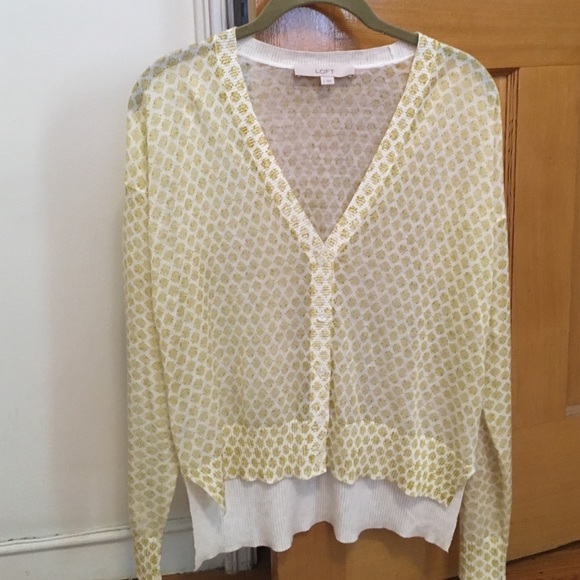 Cute Yellow Patterned Lightweight Loft Sweater - image 3