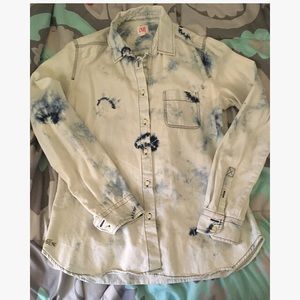 Bleached denim button down