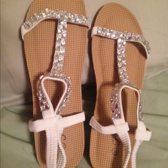 White and rhinestone sandals - Picture 1 of 4