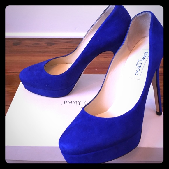 Jimmy Choo Logan Electric Blue Platform Pump