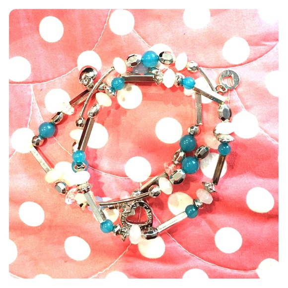 Set of three blue bracelets