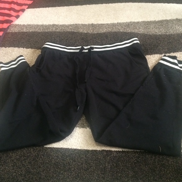 Black with white stripe joggers