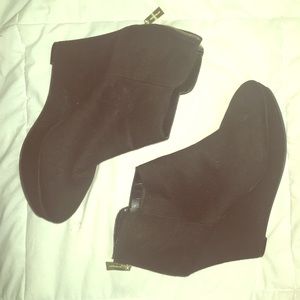 Black booty heels, zip up