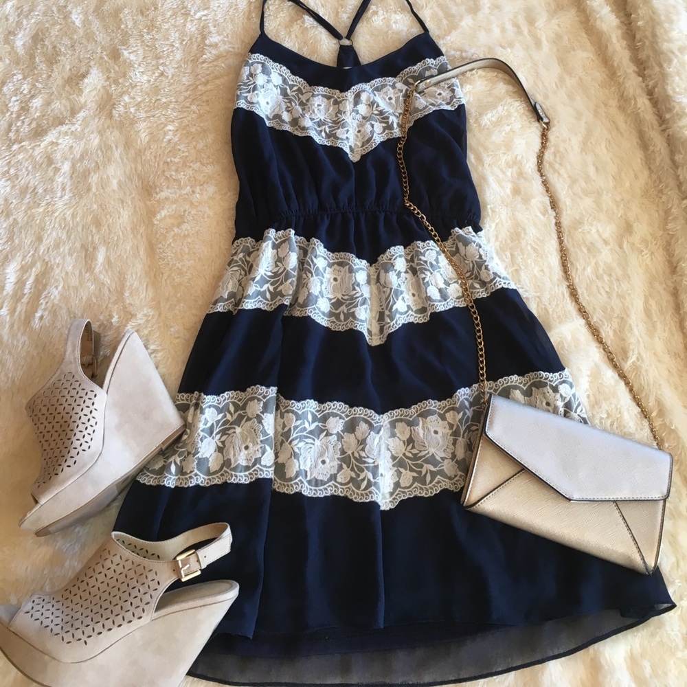 Blue & White Lace Dress