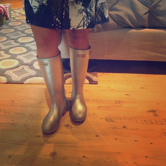 Hunter Shoes - Metallic Silver Hunter Boots