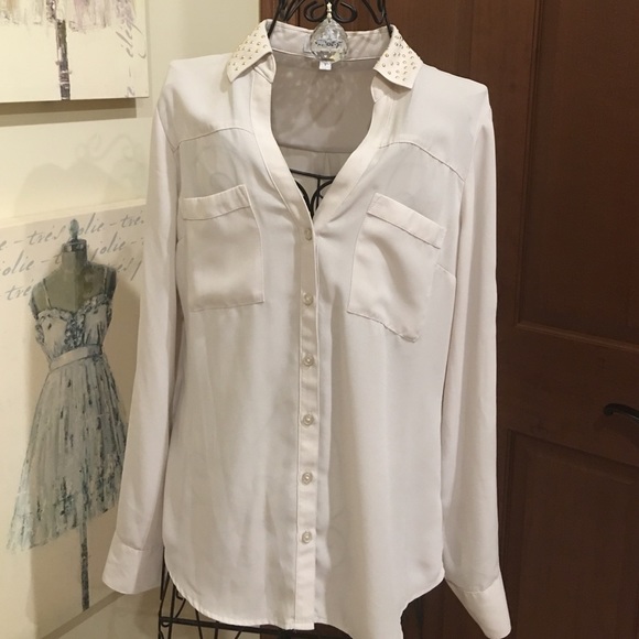 Express Gold Studded Portofino Shirt