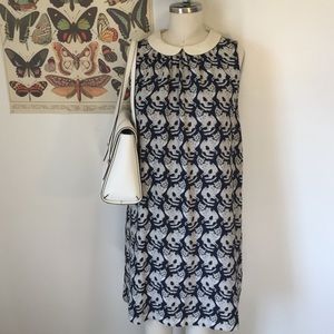 Cat printed shift dress with peterpan collar