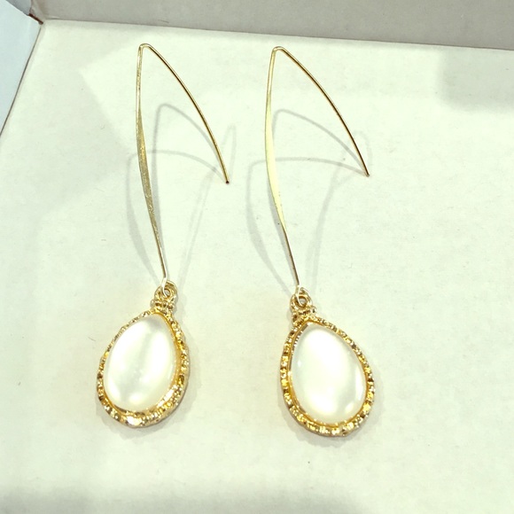 Gold crystal long earrings