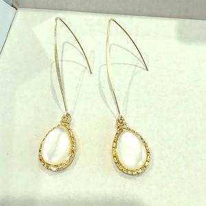 Gold crystal long earrings