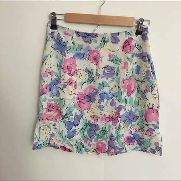 💥100% silk floral skirt