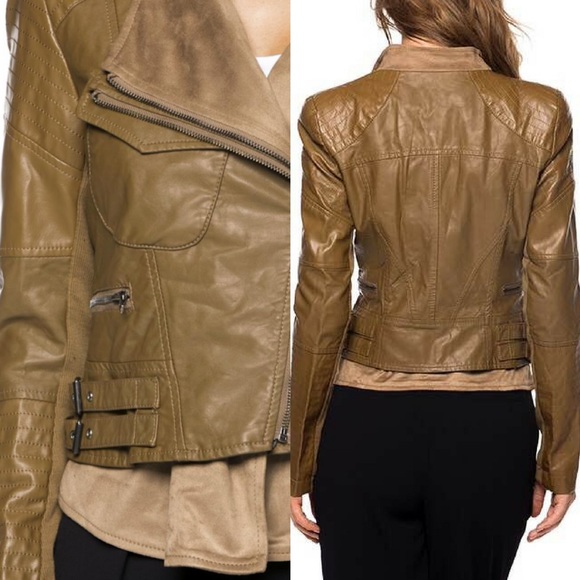 🎉🎉HP🎉🎉Leather Moto Jacket with Suede Contrast - Picture 3 of 4