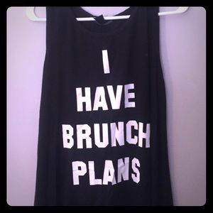 "Brunch plans" black tunic tank