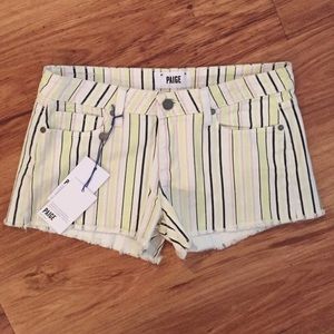 Paige Multi-color Striped Cut Off Shorts