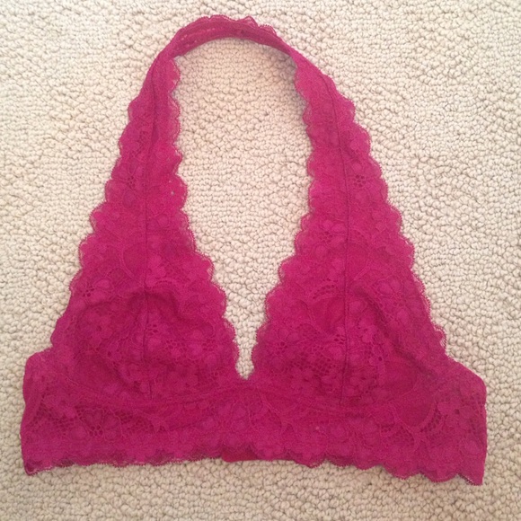 Free People hot pink lace halter bandeau