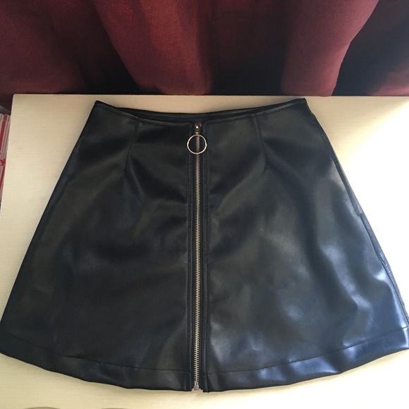 UNIF Leather zip up skirt