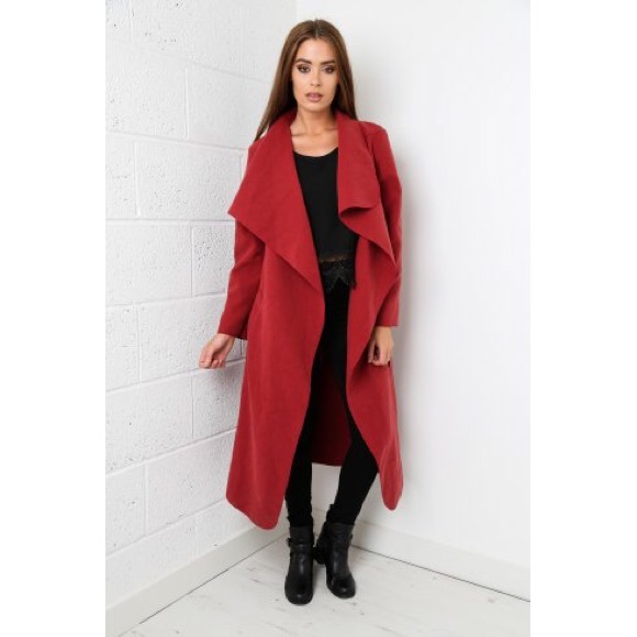 red waterfall coat