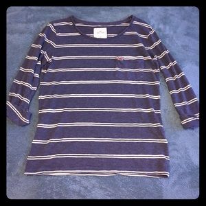 Long sleeve blue and white striped tee