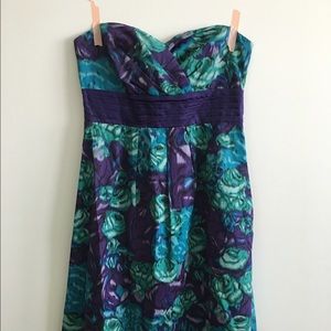 Anthropologie floral, strapless dress