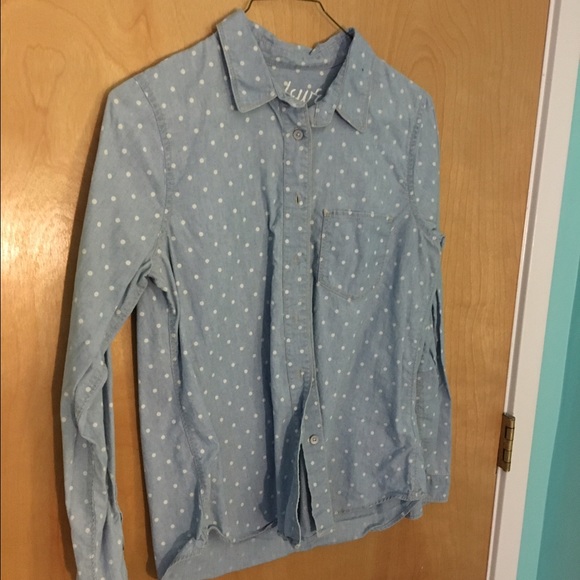 Madewell polka dot chambray shirt size small