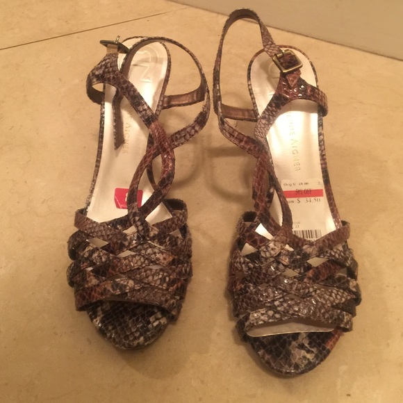 Etienne Aigner snake skin brown 3 1/2 shoes