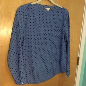 Blue and coral silky boatneck GAP top size small