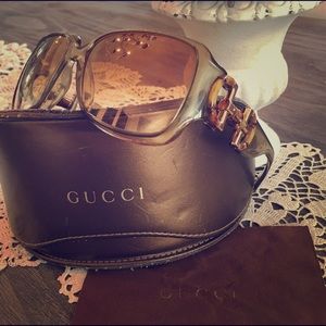 GUCCI bamboo horse bit sunglasses with case&cloth