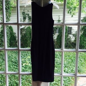 Sleeveless Tea Length Black Dress