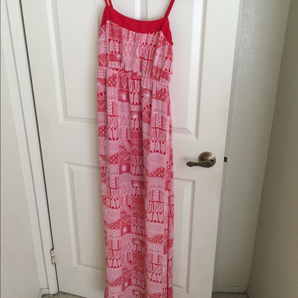 Red southwestern style print maxi dress