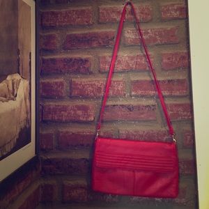 Red leather cross body bag