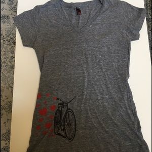 District Gray T-Shirt with Bicycle ❤️ Print