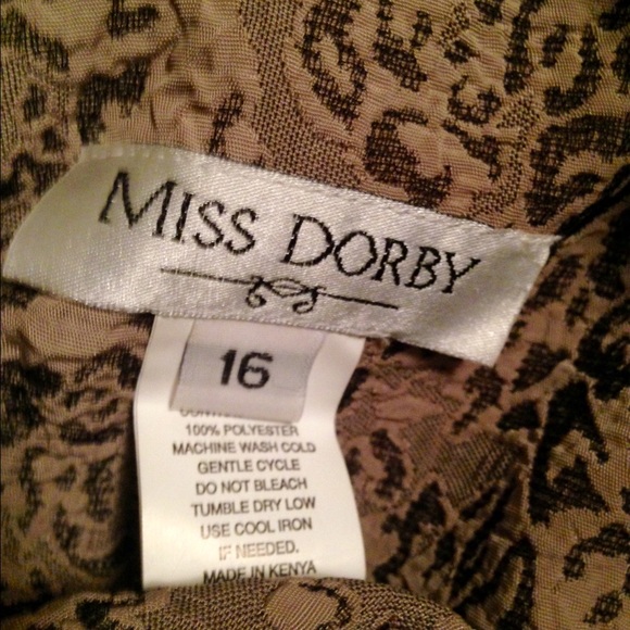 Tan/brown print button up jacket type top - Picture 4 of 4