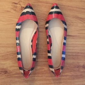 Loeffler Randall Snakeskin Pointed Flats