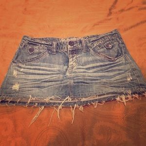 Distressed Denim Skirt