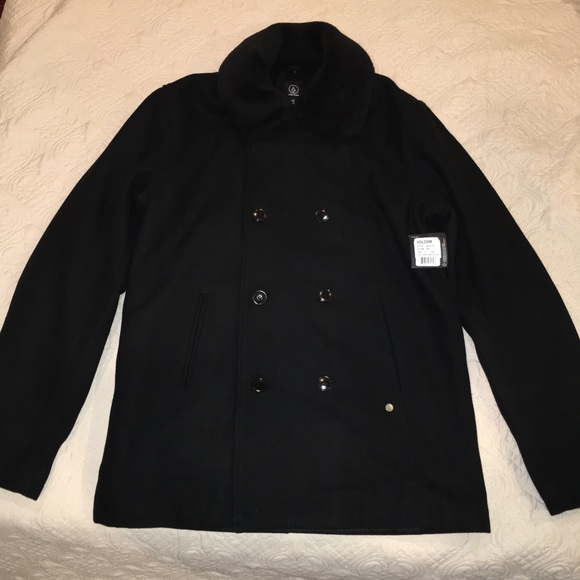Volcom NWT black wool pea coat