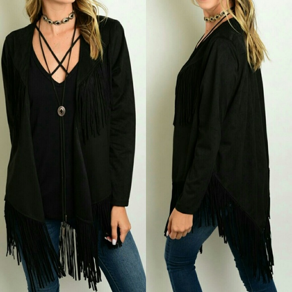 Faux Suede Fringe Jacket